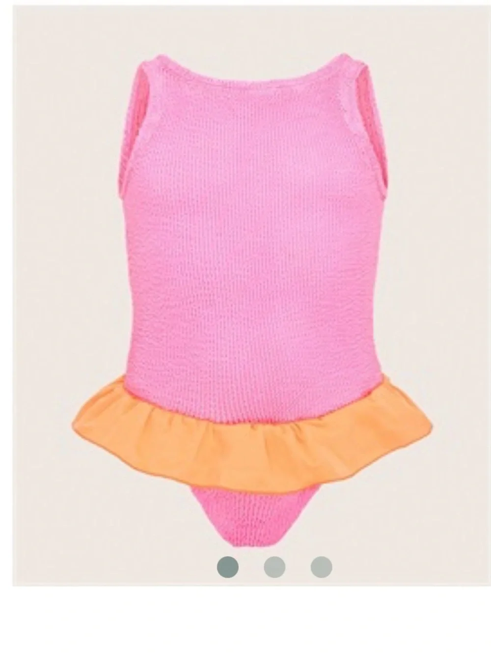 Hunza G Kids Bubblegum Pink One-Piece with Orange Ruffle